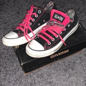 Converse double tongue zebra and pink